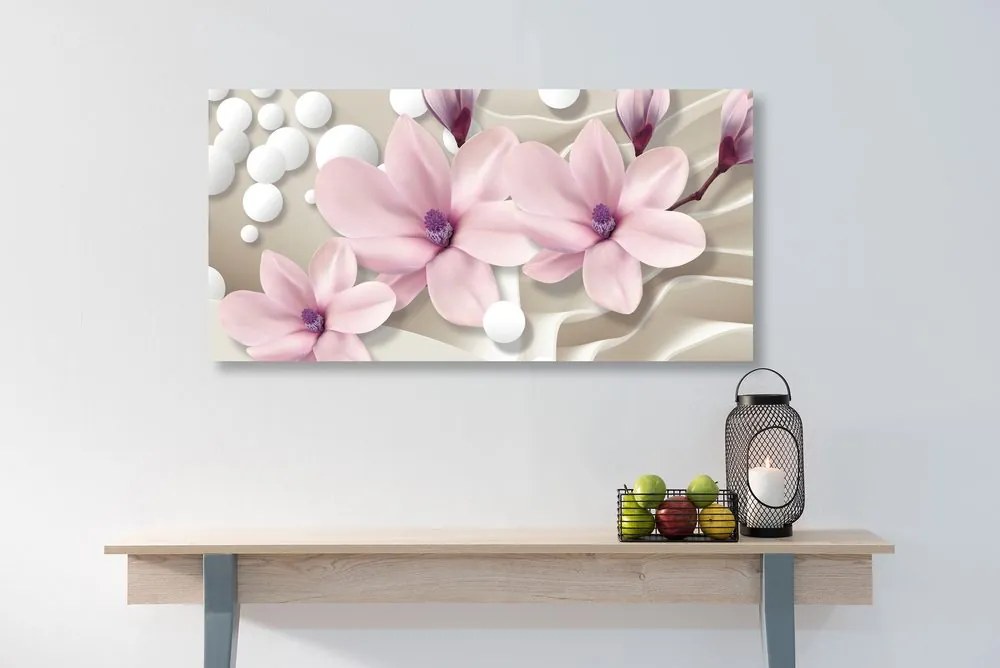 Stampa su tela – Magnolia su sfondo astratto