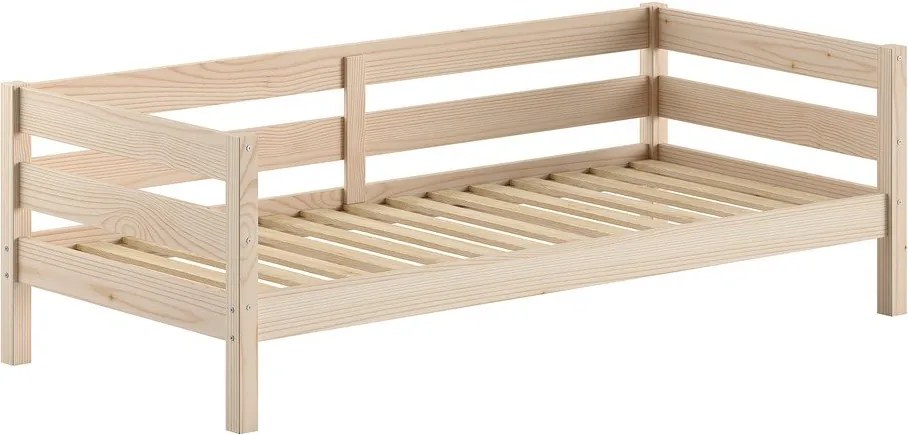 Letto da bambini di colore naturale in pino massiccio con rete inclusa 90x200 cm Margrit – Vipack