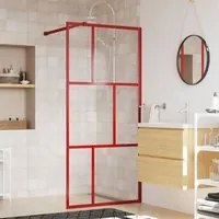 Parete per Doccia Walk-in Vetro Trasparente ESG 90x195 cm Rossa 154954