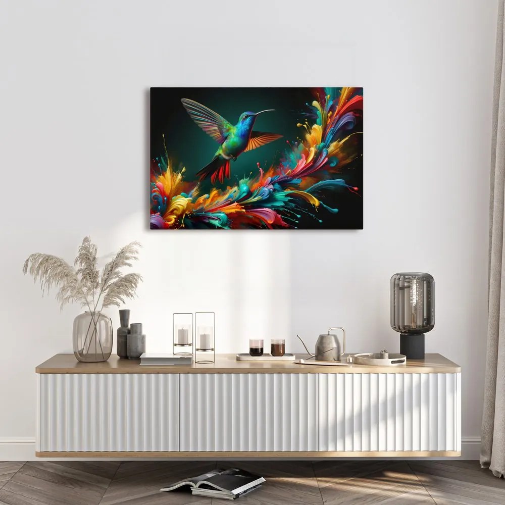 Quadro su tela – Colibrì colorato in volo