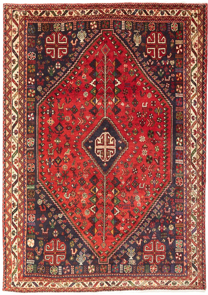 Shiraz Tappeto persiano 160x230 Rosso (Iran) Annodato A Mano