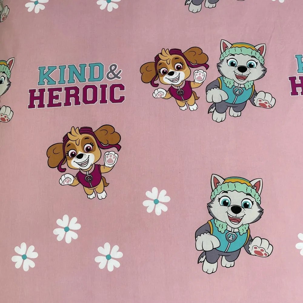 Set copripiumino e federa da bambini rosa in cotone per letto singolo 140x200 cm Paw Patrol "Heroic" – Jerry Fabrics