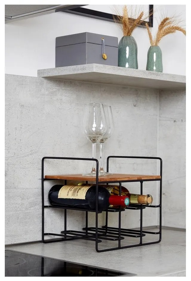 Supporto per 6 bottiglie di vino con ripiano in bambù Loft - Wenko