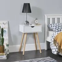 [en.casa] Comodino con Cassetto 60 x 40 x 29,5 cm Tavolino da Notte Rustico Bianco