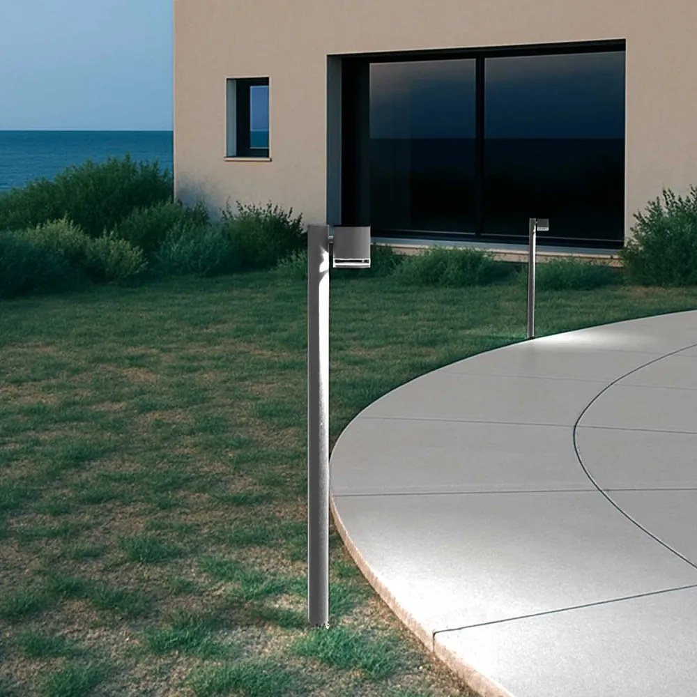 Paletto da Giardino Solare Grigio da 100cm, IP54 in Alluminio Colore Bianco Naturale 4.000K