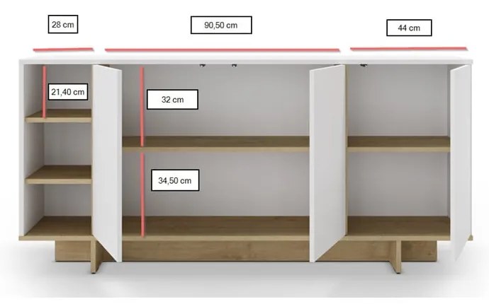 Cassettiera bassa bianca in rovere 170x80 cm Cequoia - Marckeric