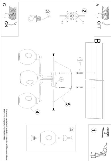 Sollux SL.1144 - Lampadario a stelo FILLAN 3xE27/60W/230V nero