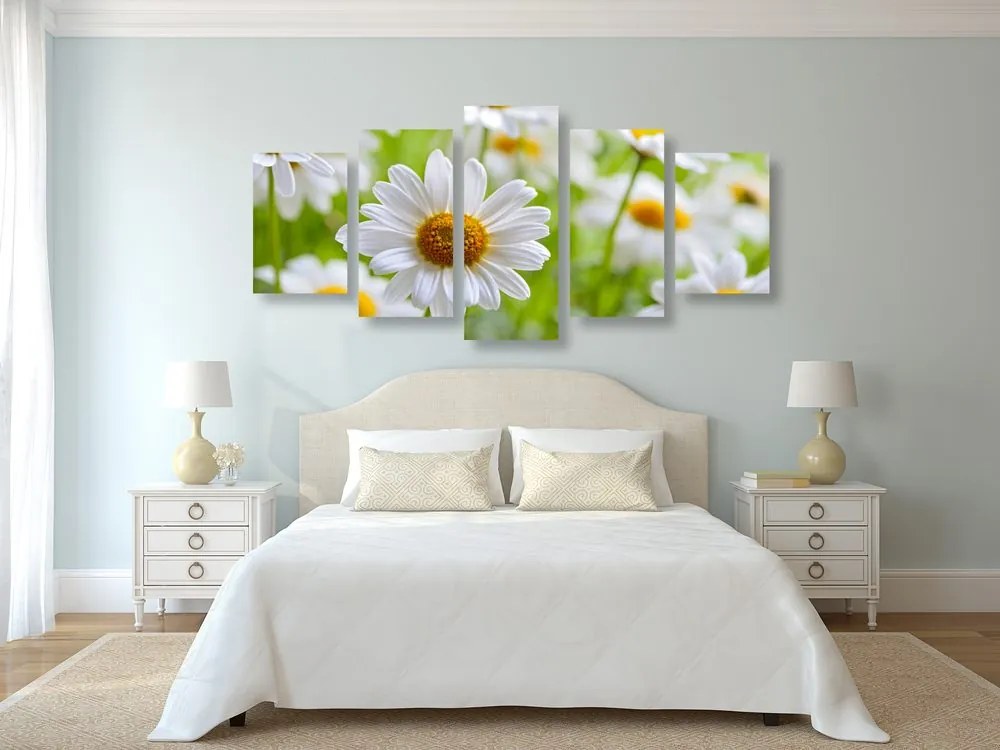 Quadri 5 pezzi – Prato primaverile pieno di fiori