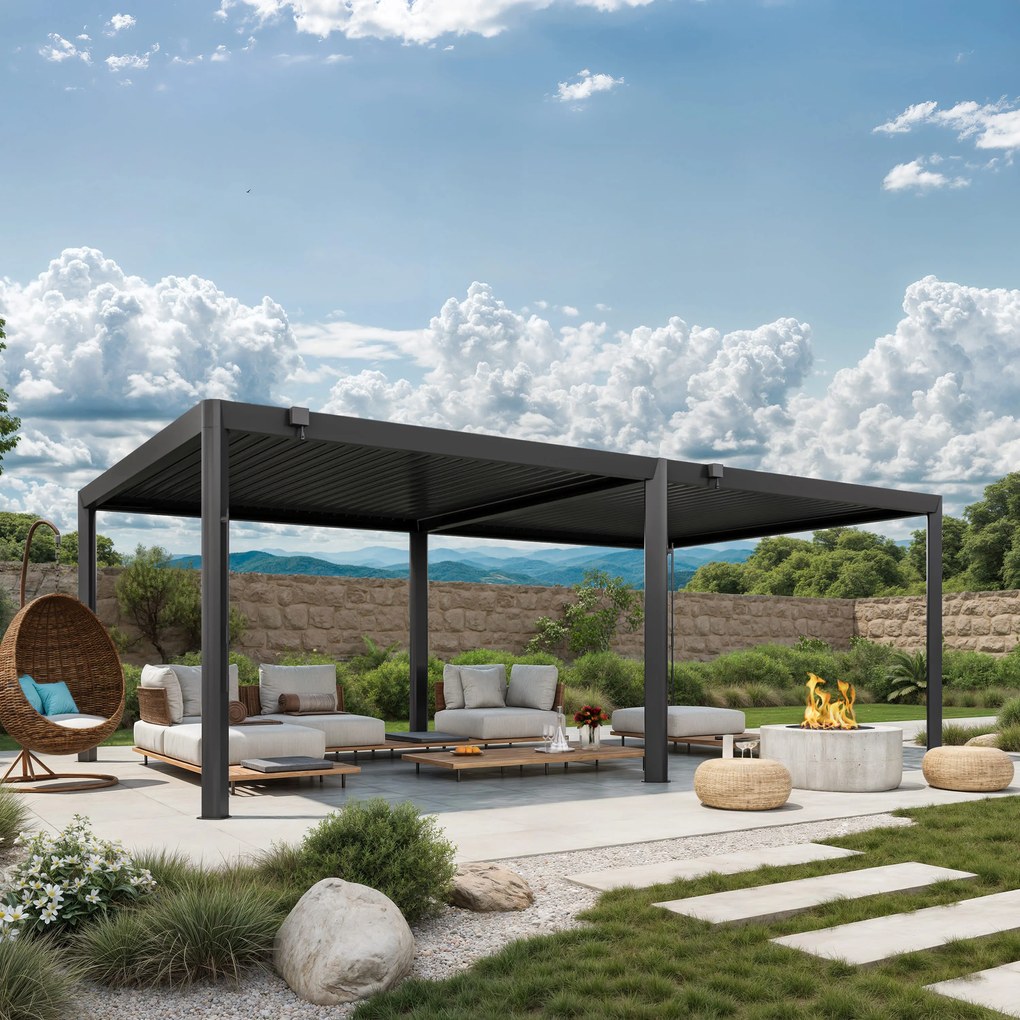 PRIMEYARD Pergola 4x7m, tetto lamellare, antracite - (GFPV01126)