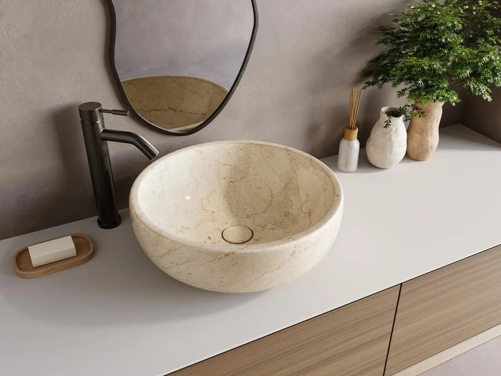 Lavabo da appoggio di marmo Colore Panna -D40 cm - LAVINO