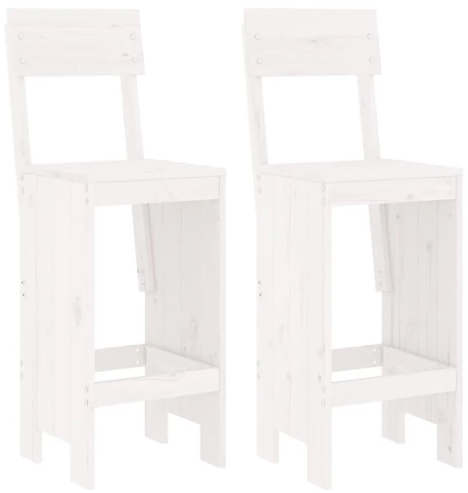 Sgabelli da bar 2pz bianchi 40x48,5x115,5cm legno massello pino