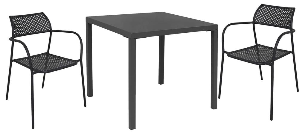 INDEX - set tavolo in metallo cm 80x80x73h con 2 sedute