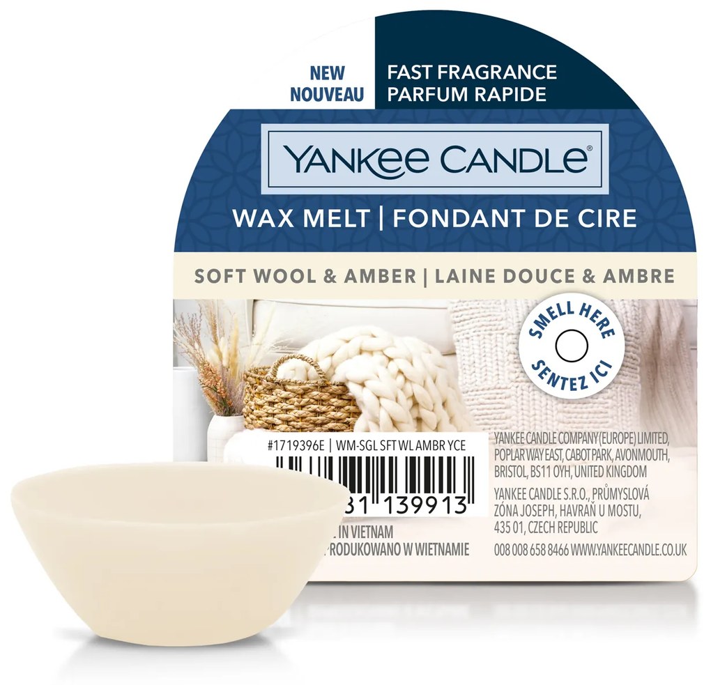 Soft Wool Amber, cera da fondere Yankee Candle per bruciatore