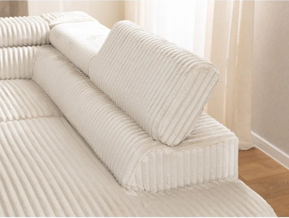 Divano angolare color crema (con penisola a destra/a L) con rivestimento in velluto a coste Marbeya – Ropez