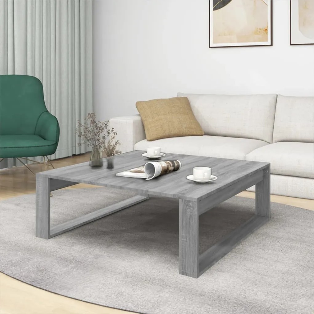 Tavolino salotto grigio sonoma 100x100x35 cm legno multistrato