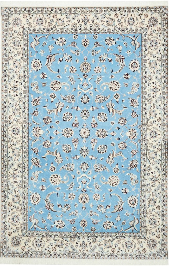 Nain Tappeto 160x240 Blu (Iran) Annodato A Mano