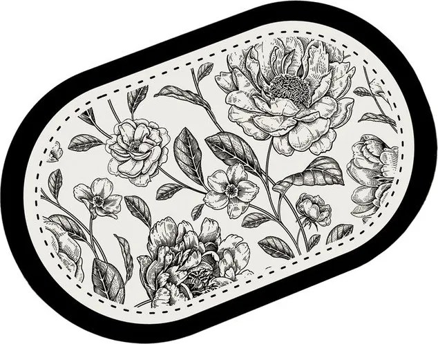 Tappetino per il bagno bianco e nero 60x100 cm Rasse – Foutastic