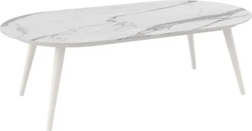 Salotto Da Esterno 5 Posti In Alluminio E Corda Con Tavolino Celia Bianco