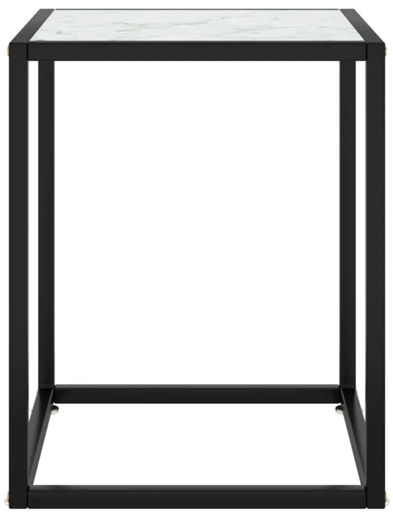 Tavolino salotto nero con vetro bianco marmorizzato 40x40x50cm