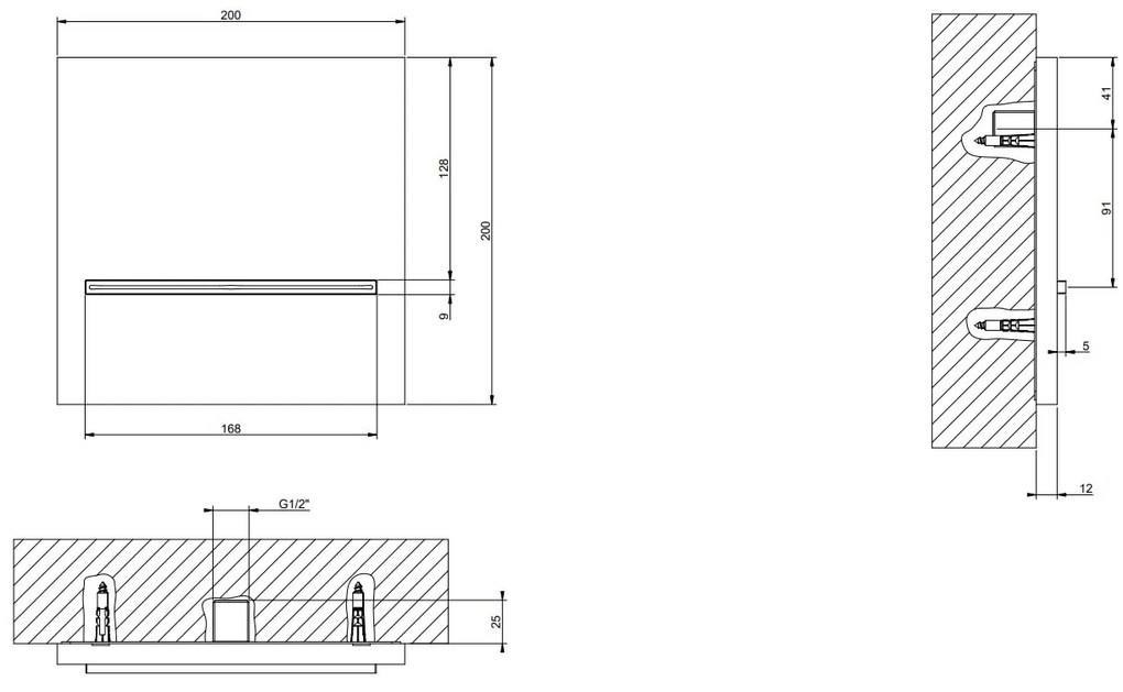 Bocca Doccia A Parete A Cascata Da Completare Con Comando Mirror Steel Shower 20295 Gessi