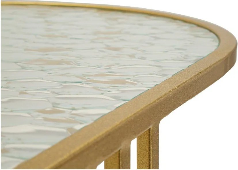 Tavolino da salotto bianco/dorato con piano in vetro 50x90 cm Antalia – Mauro Ferretti