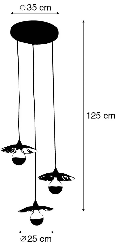 Lampada a sospensione rustica nera con corda 3 luci - Leia