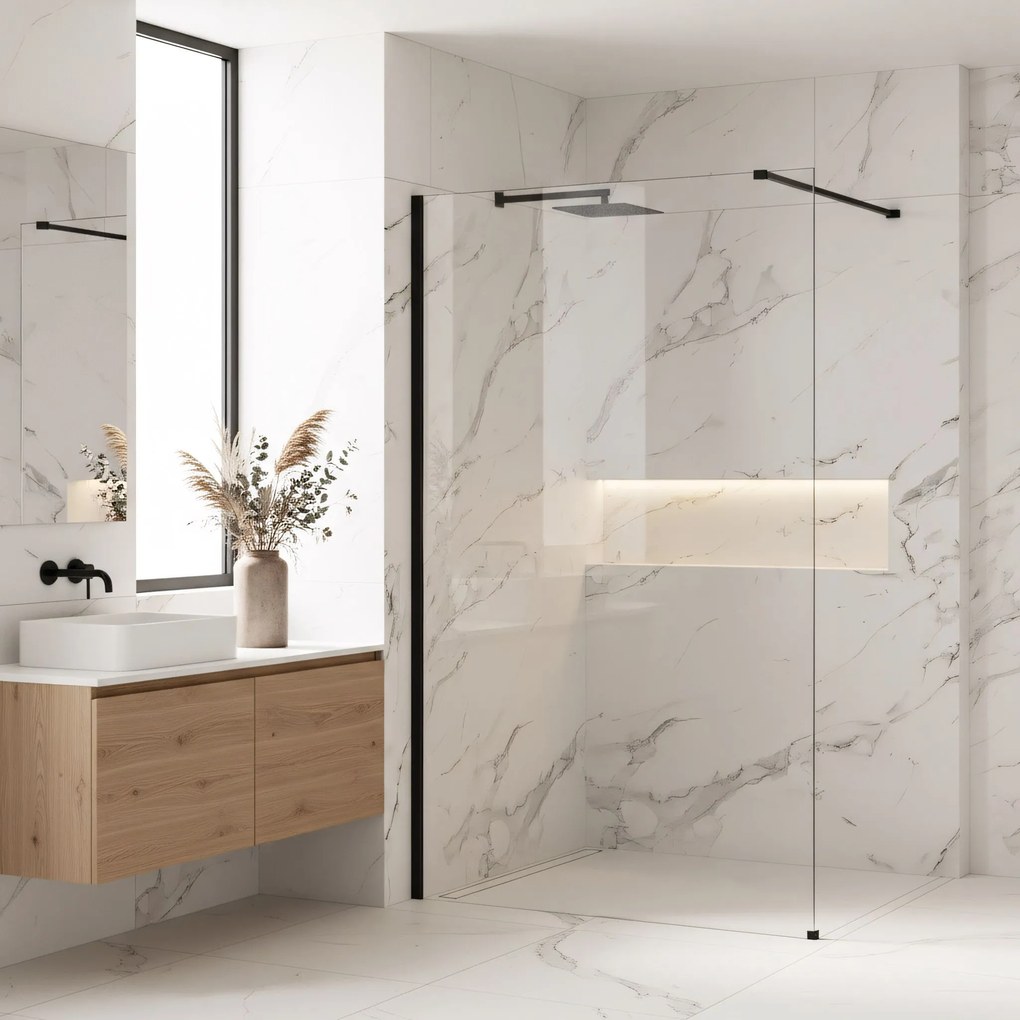 Parete doccia Rea Flexi Transparent / Black 140