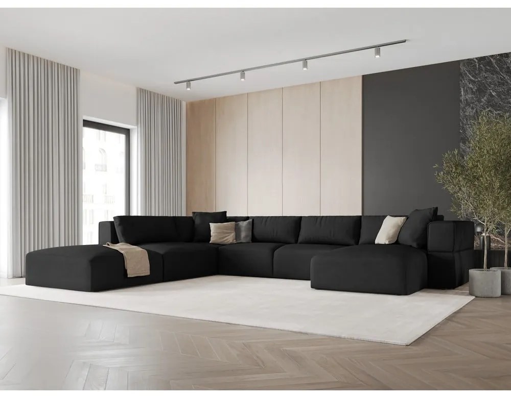 Divano a U angolare nero, angolo sinistro Esther - Milo Casa