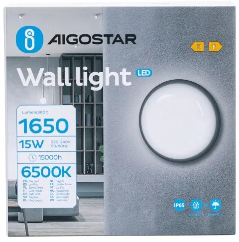 Applique a LED da esterno LED/15W/230V 6500K diametro 15,5 cm nero IP65