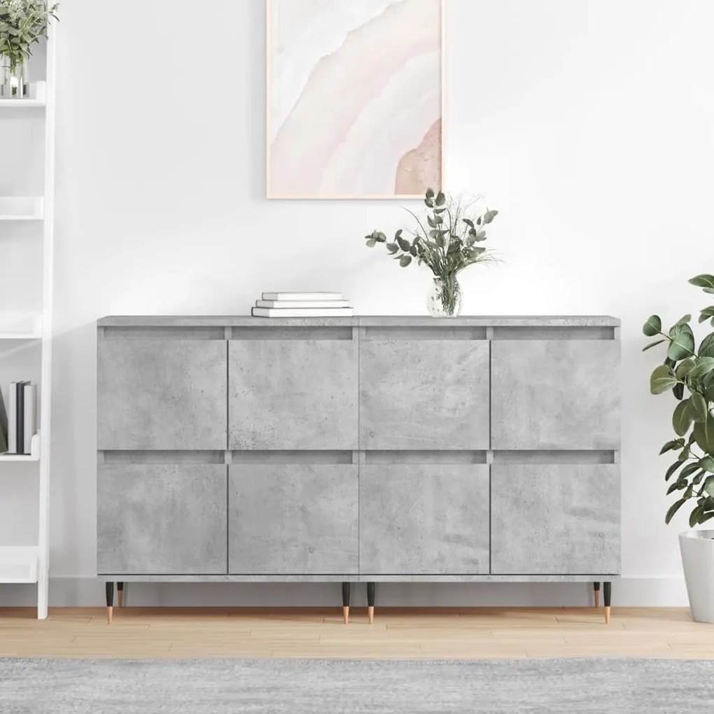 Credenze 2 Pz Grigio Cemento İn Legno Multistrato /