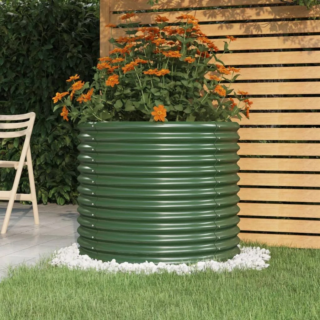 Vaso da Giardino Acciaio Verniciato a Polvere 80x80x68 cm Verde