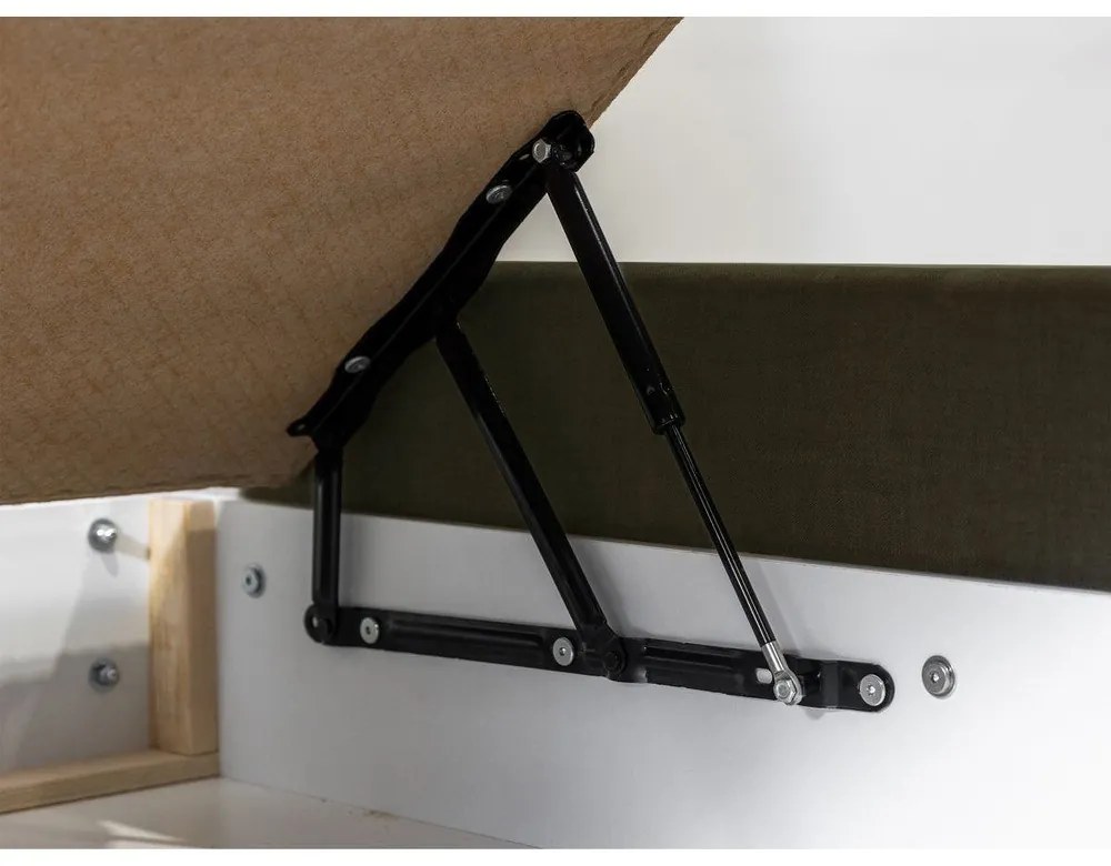 Letto matrimoniale imbottito verde scuro con contenitore con griglia 160x200 cm Jade - Bobochic Paris