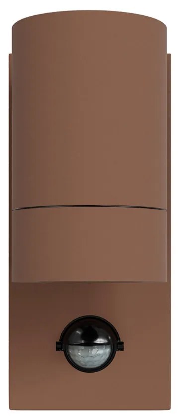 Applique cilindrica da Esterno IP65 GU10 con sensore Movimento - Corten