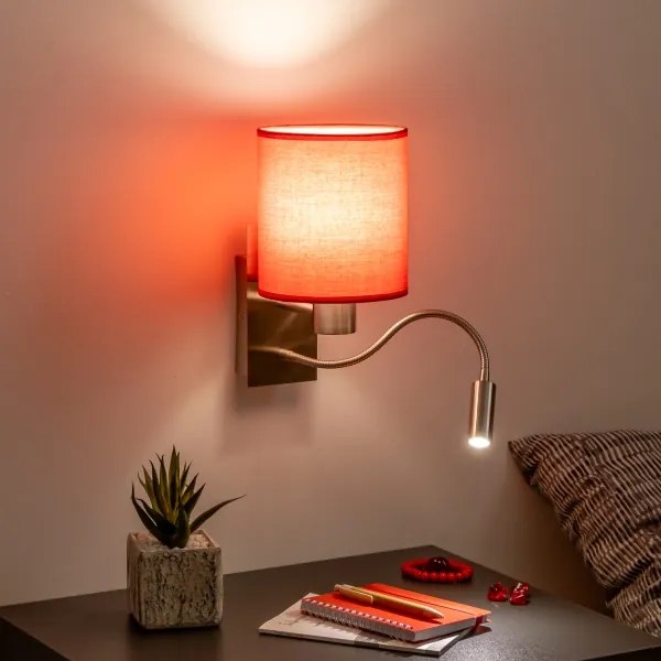 Brilagi - Applique a LED NUBILA 1xE27/25W/230V + LED/3W cromo/rosso