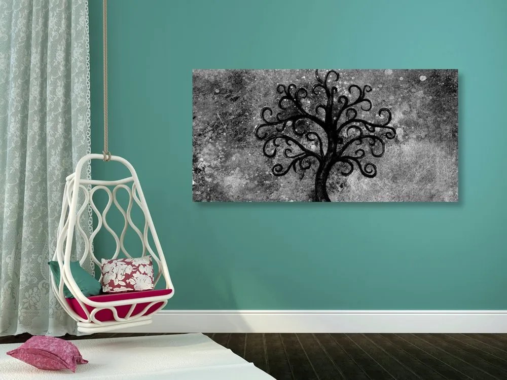 Stampa su tela – Albero della vita in bianco e nero