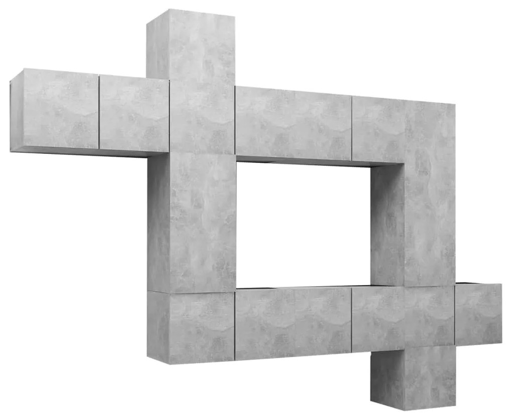Set porta tv 10 pz grigio cemento in truciolato