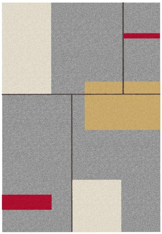 Tappeto Art geometrico ocra,grigio,rosso e beige, L 170 x L 120 cm