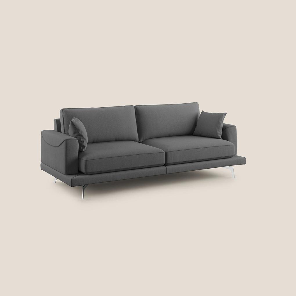 Dorian divano moderno in tessuto morbido antimacchia T05 antracite 218 cm