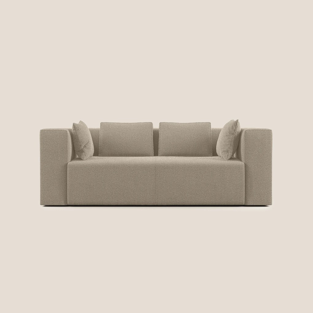 Nettuno divano moderno componibile in morbido tessuto bouclè T07 beige