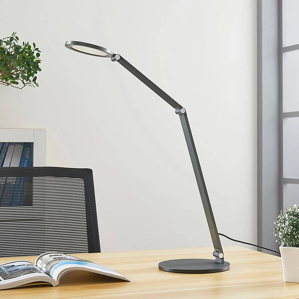 Lucande Lampada da scrivania a LED Mion, 41 cm, rotonda, dimmerabile