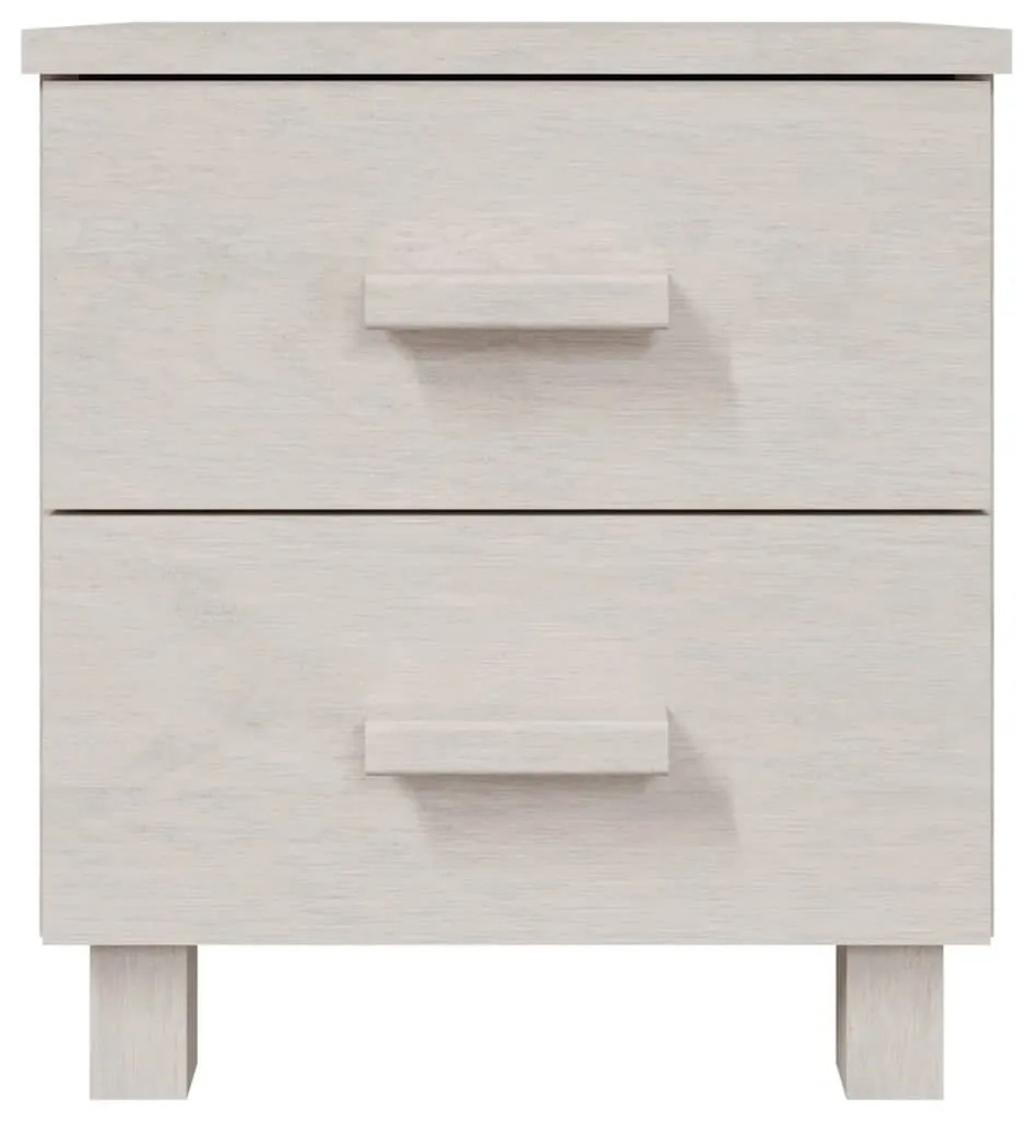 Comodino HAMAR Bianco 40x35x44,5 cm in Legno Massello di Pino