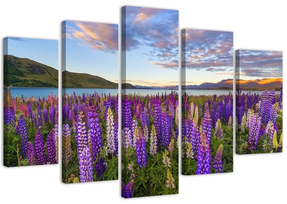 Quadro Multipannello Fiori del Lago della Lavanda