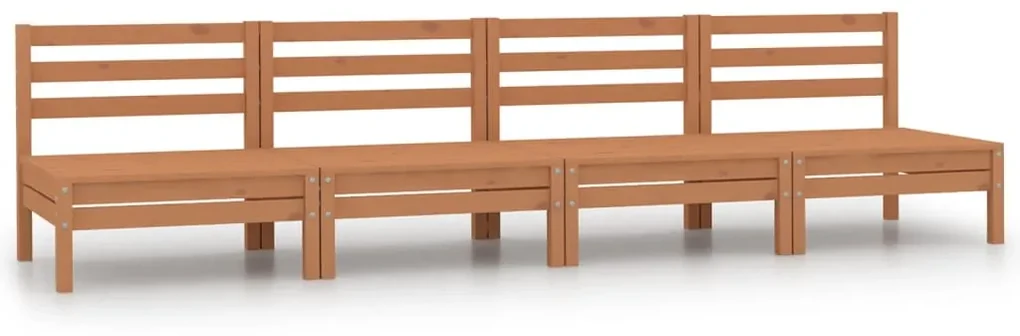 Divani centrali da giardino 4 pz marrone miele massello di pino