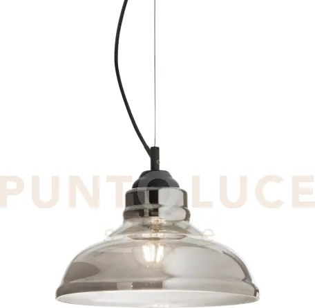 Bistro' lampadario a sospensione 1 luce attacco e27 fume' d.28cm