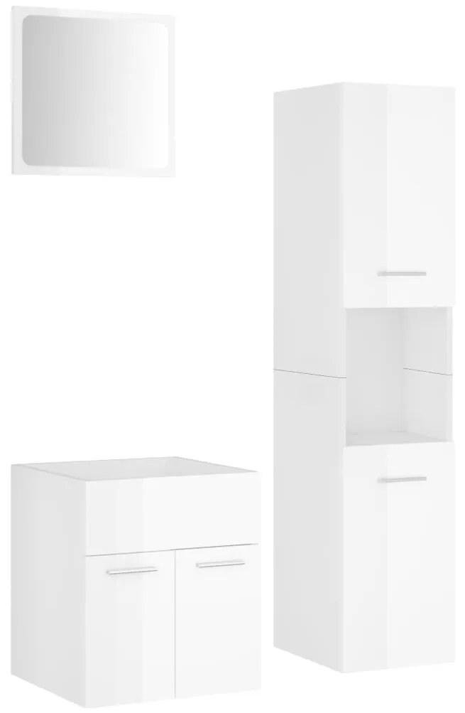 Set mobili da bagno bianco lucido in truciolato