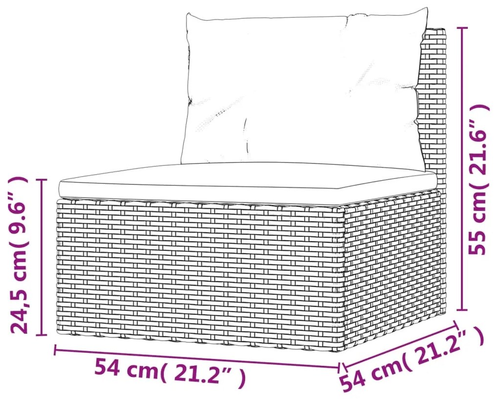 Set Divani da Giardino 8 pz con Cuscini in Polyrattan Grigio