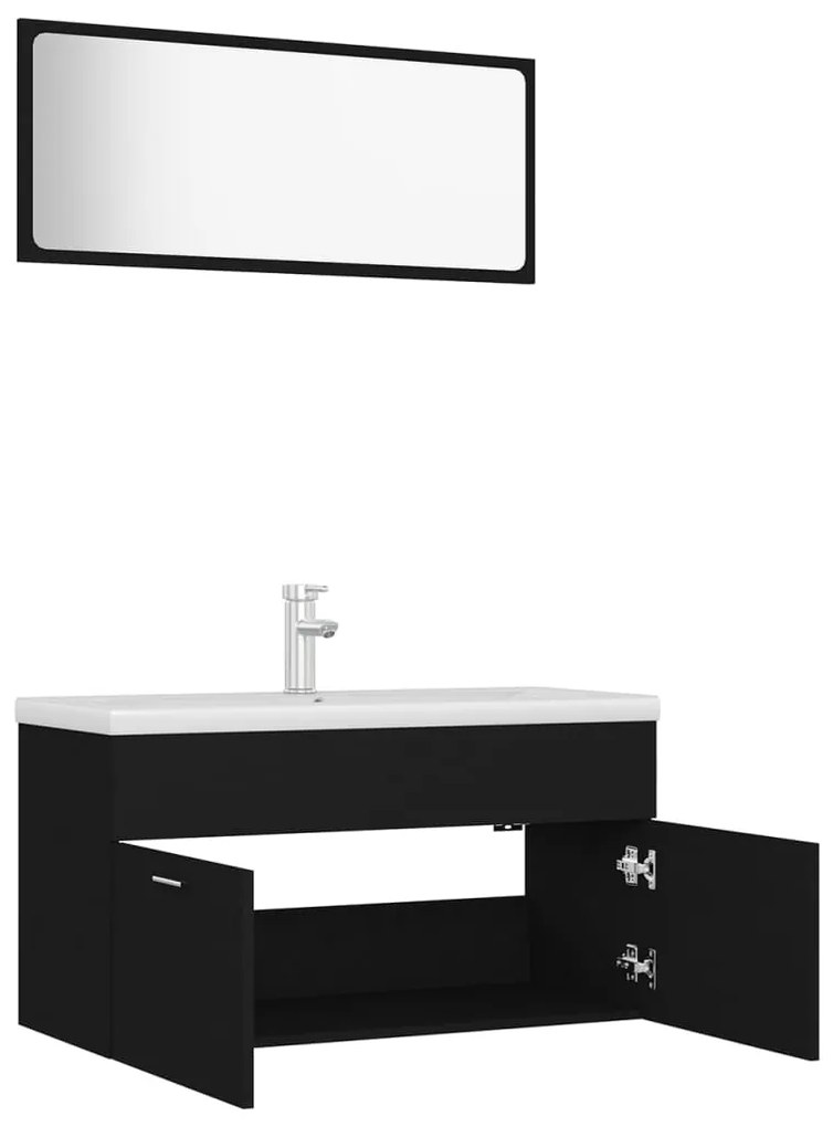 Set mobili da bagno nero in truciolato