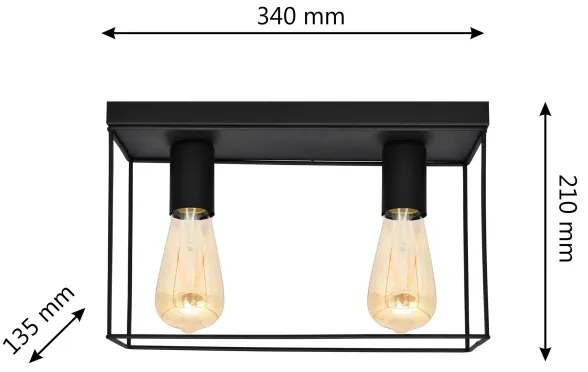Plafoniera FINN 2xE27/15W/230V nero