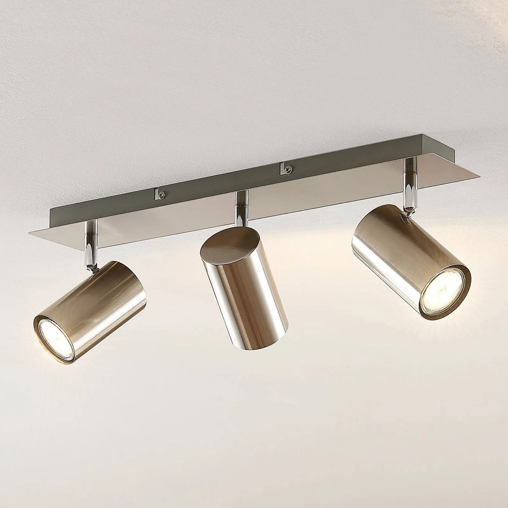 Lindby fatto da soffitto Joffrey, 48 cm, nickel, a 3 luci, metallo