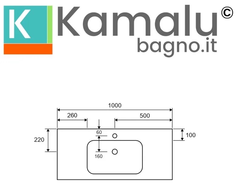 Kamalu - lavabo da incasso per mobili 100 cm in solid surface | klit-1000ss